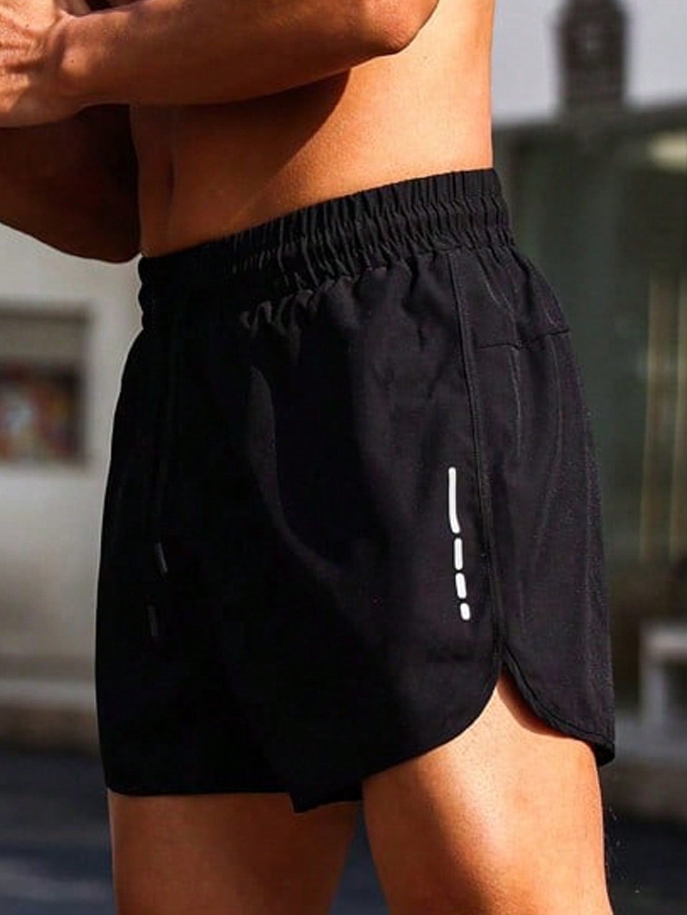 Men Drawstring Waist Sports Shorts