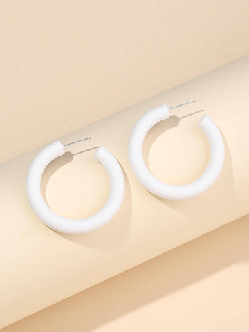 1pair Fashion New Candy Color Minimalist Cuff Hoop Earrings For Women For Festival Party Jewelry