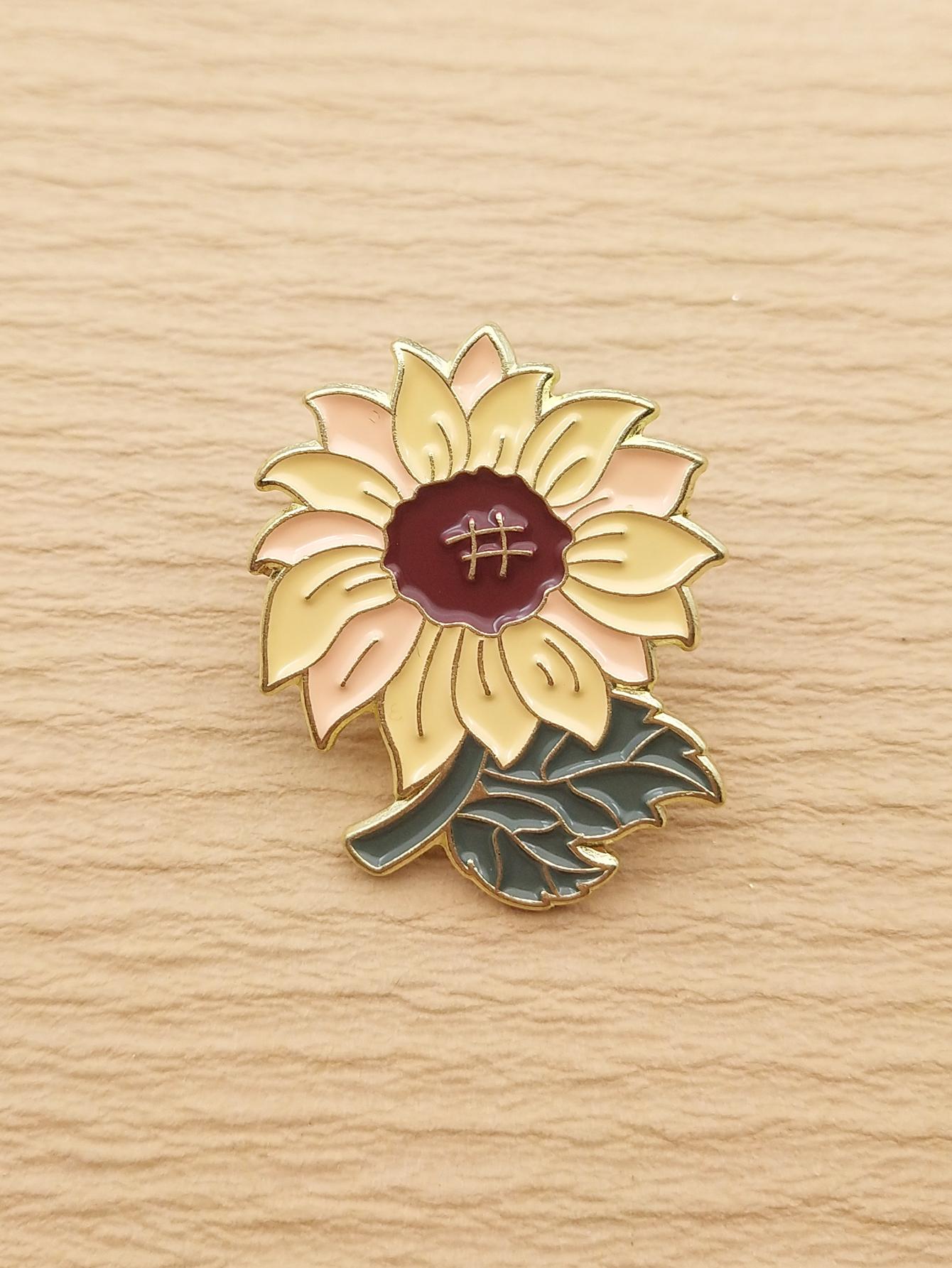 Men's 1pc Creative Zinc Alloy Sunflower Enamel Brooch For Women For Daily Decoration Friend's Gift, For Jewelry Gift And Party