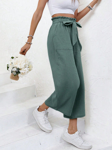 Paperbag Waist Belted Wide Leg Pants