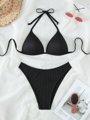 Summer Beach Halter Triangle Bikini Set