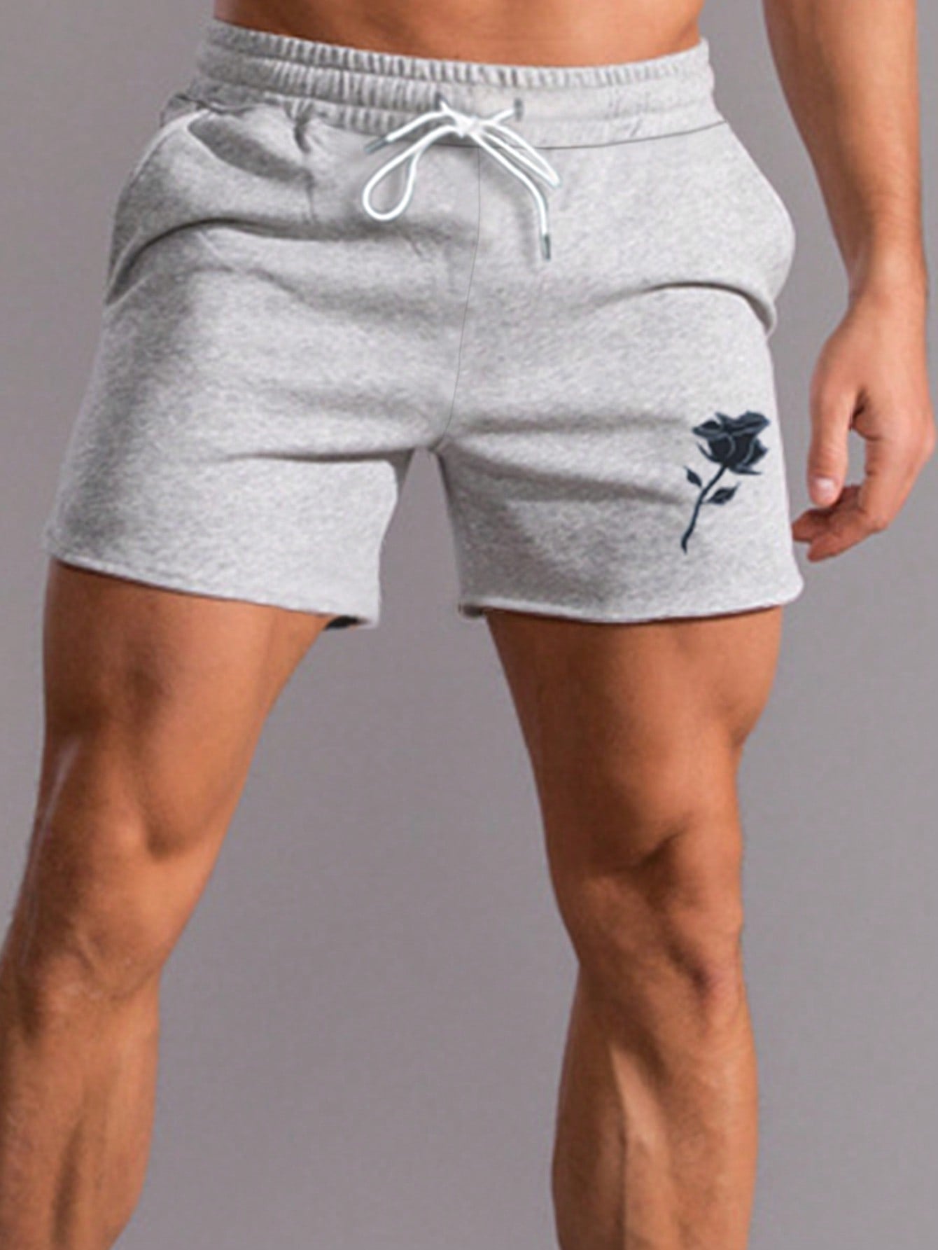 Loose Fit Men's Floral Print Drawstring Waist Shorts Sweat Graphic Plain Gym