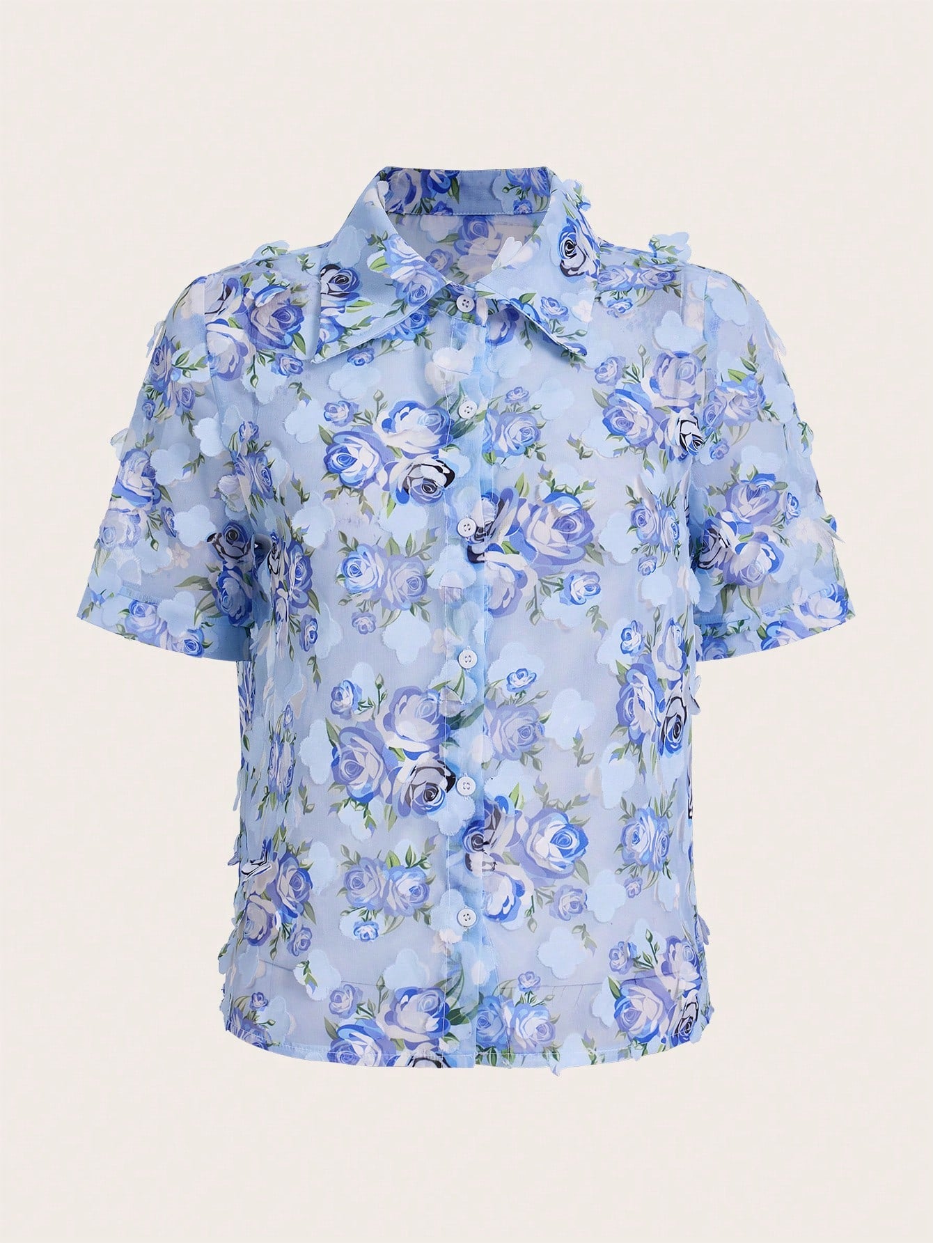 Floral Print Button Front Shirt