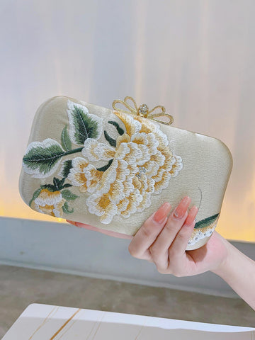 Luxury Dinner Bag, Evening Bag Glamorous, Elegant, Exquisite, Quiet Luxury Women's Vintage Peony Embroidery Clutch Bag, Suitable For Parties And Gatherings For Lady, Woman, For Party Girl, Bride Perfect for Party, Wedding, Prom, Dinner/Banquet, Dinner/Ban