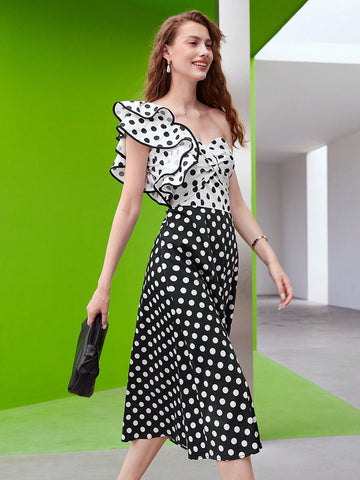 POLKA DOT RUFFLE DRESS