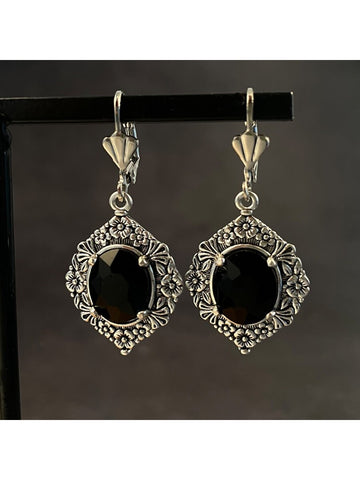 Delicate Design Drop Earrings for Women Vintage Style Black Stone Dangle Earrings Exquisite Female Party Accessories