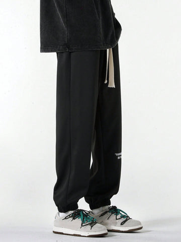 Men Letter Graphic Drawstring Waist Sweatpants