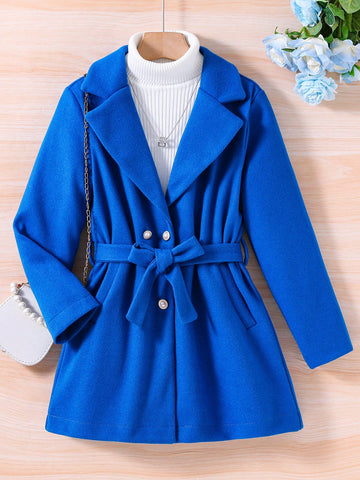 Tween Girl 1pc Double Breasted Overcoat