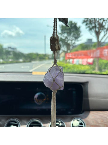 1pc Oil Diffuser Handmade Natural Rose Quartz RAW stone Healing Crystal Hanging Car Decoration Indoor Meditation Curtain Party Decoration