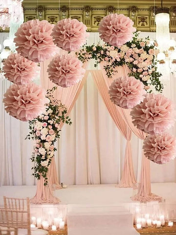 12pcs Paper Flower Balls/pom Poms For Party/wedding/baby Shower/celebration/outdoor/decoration/birthday Party