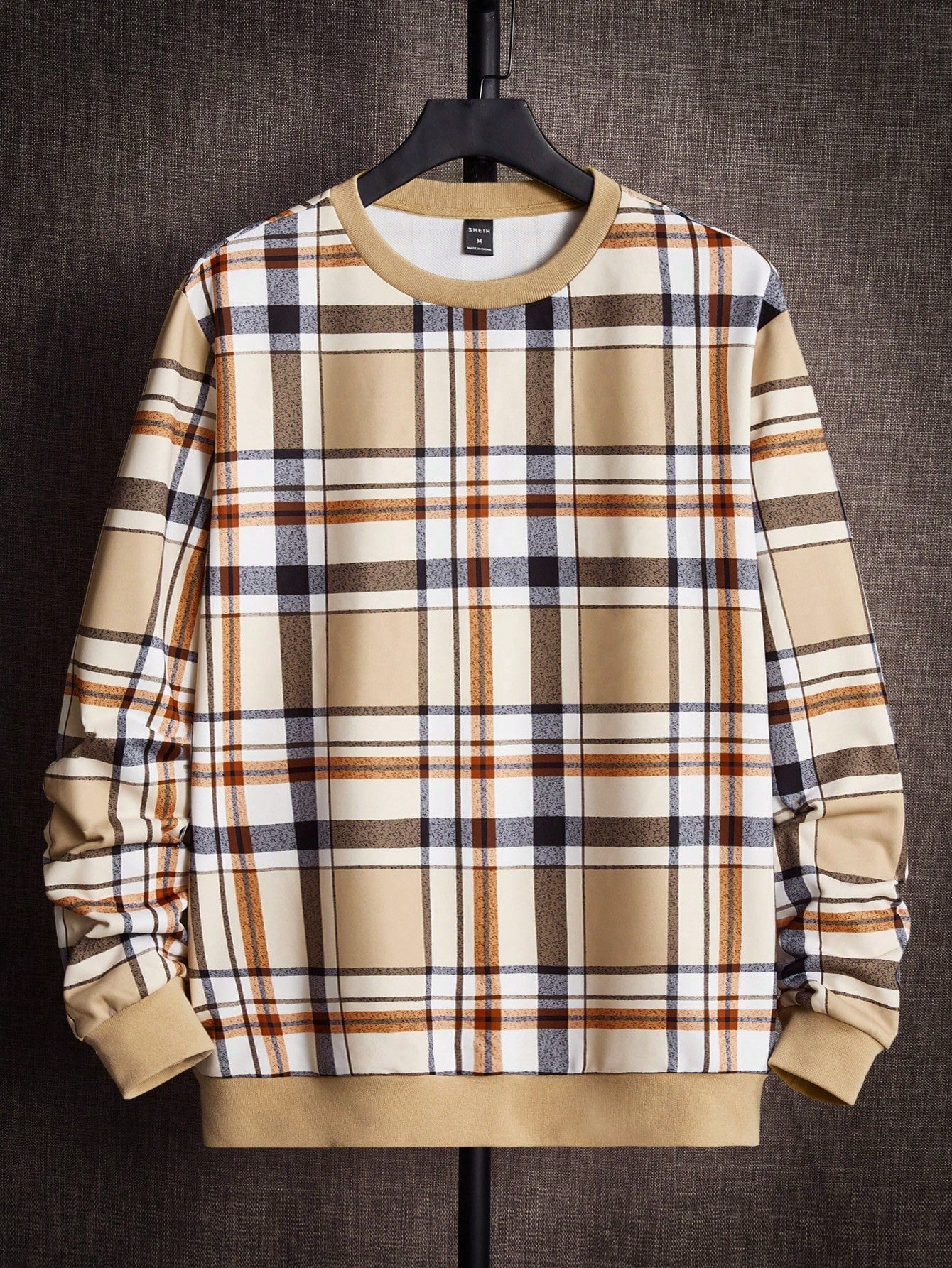 Men Plaid Print Sweatshirt