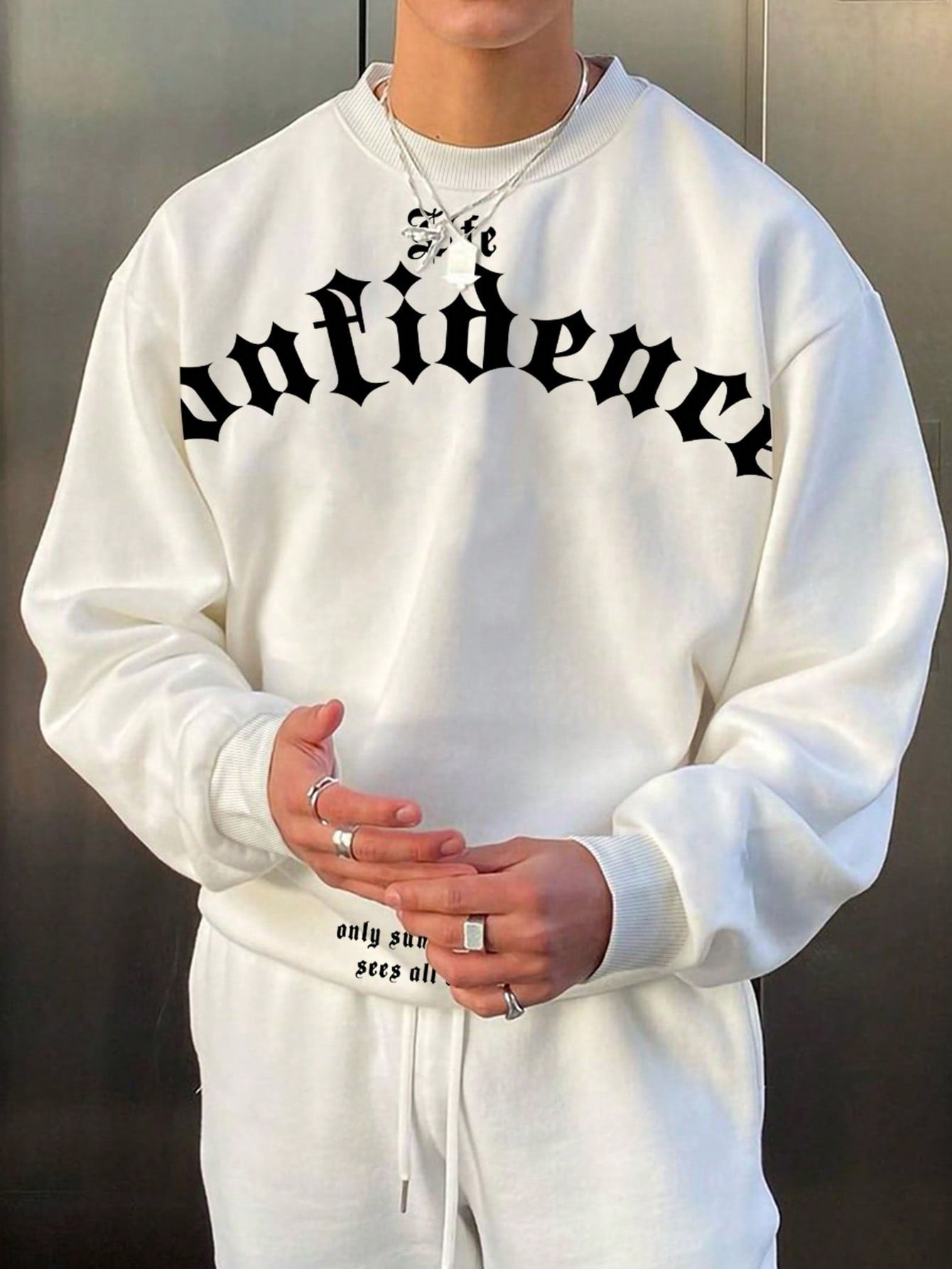 Men's Loose Fit Letter Graphic Drop Shoulder Sweatshirt