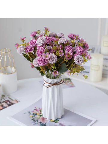 1bunch White & Purple Artificial Lilac Flower For European Style Home, Hotel, Wedding, Party Background Wall Decoration