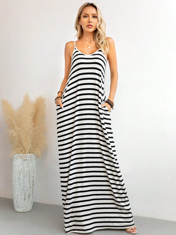 DEARCASE Striped Print Cami Dress