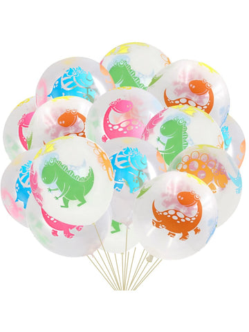 10PCS Little Dino Party Decorations Supplies Pink Orange Green Blue Dinosaur Balloons Set 12 Inch Colorful Jungle Animal Print Latex Balloons for Kids Birthday Baby Shower Party Decoration