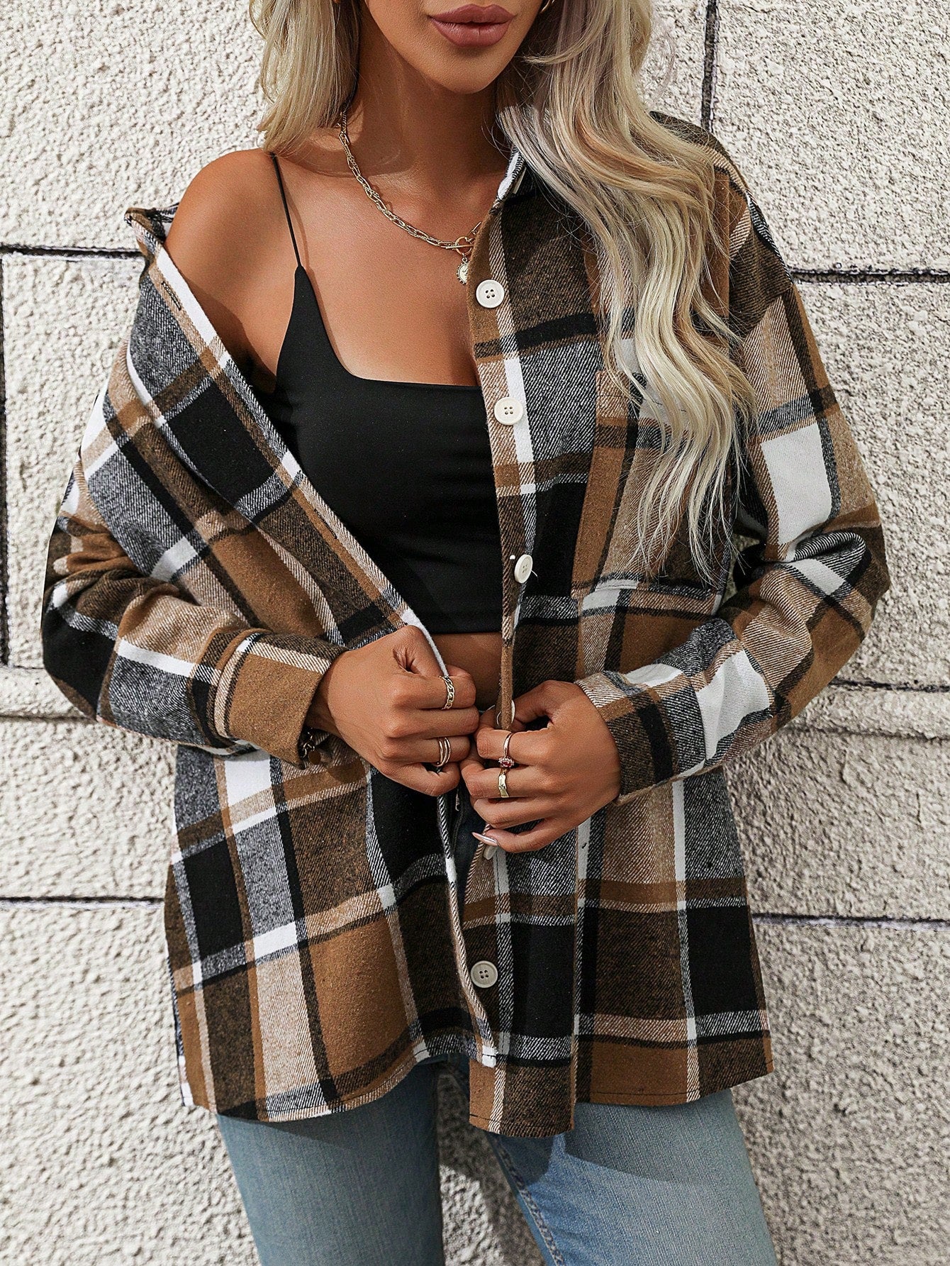 Plaid Print Drop Shoulder Shirt