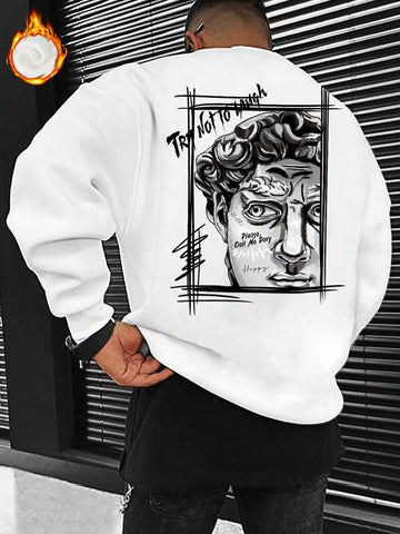 Loose Fit Men's Sculpture & Letter Graphic Sweatshirt