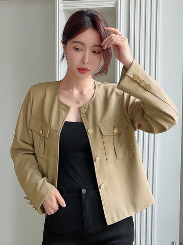 Flap Pocket Button Front Jacket