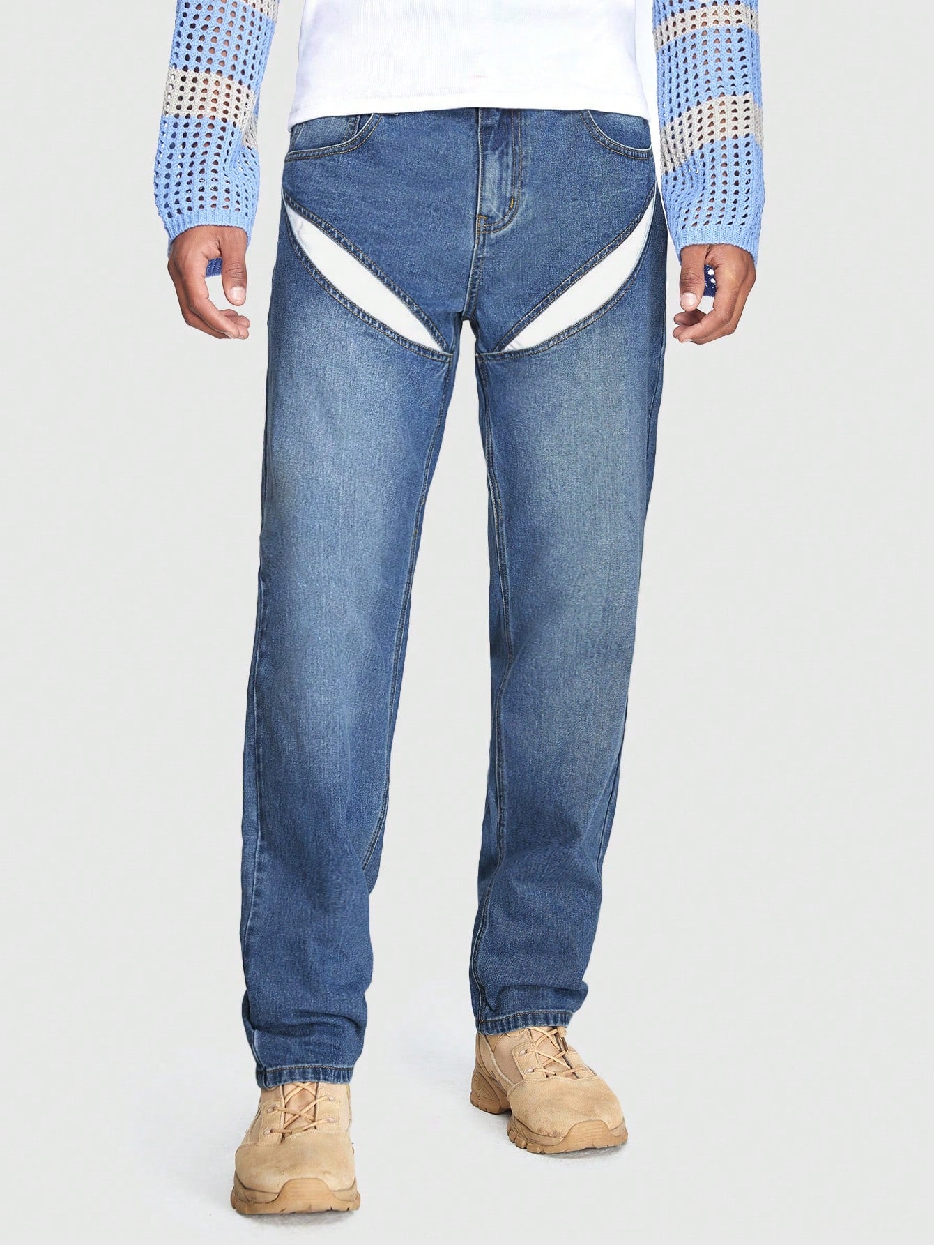 Guys Cut Out Slant Pocket Jeans