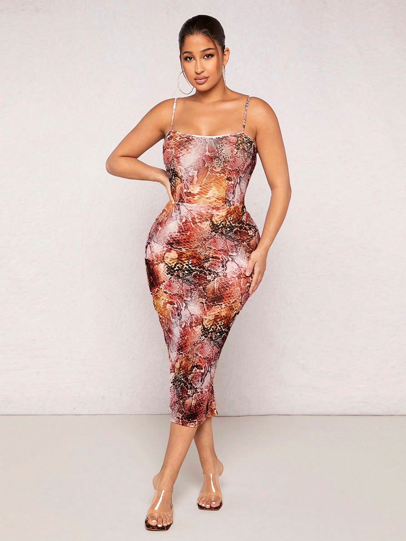 Snakeskin Print Cami Bodycon Dress