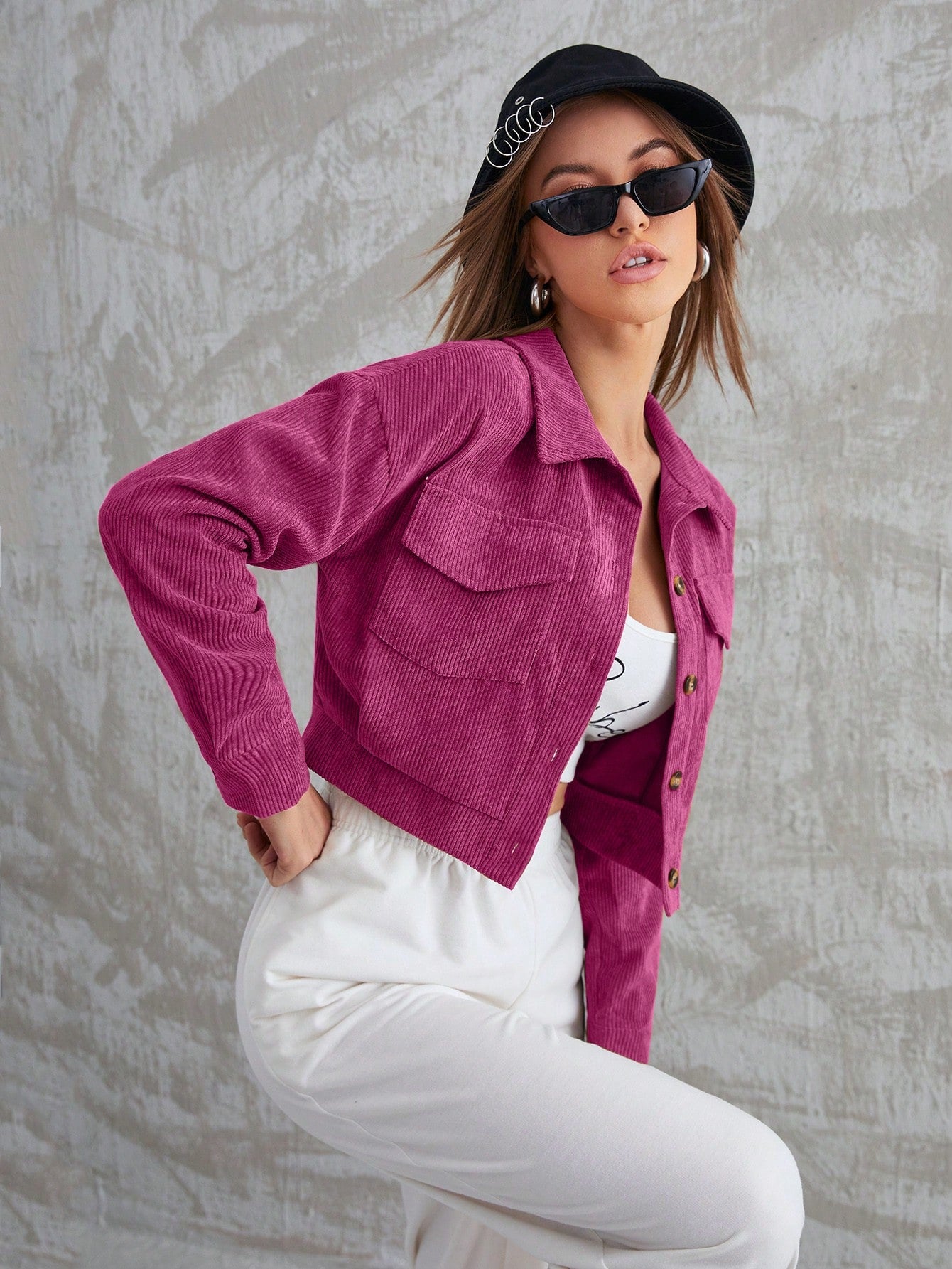 Flap Pocket Drop Shoulder Jacket