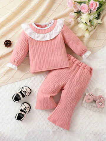 Baby Girl Ruffle Trim Tee & Flare Leg Pants