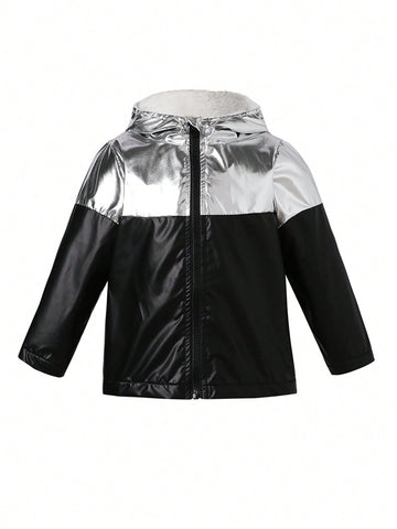 Young Girl Two Tone Hooded Coat