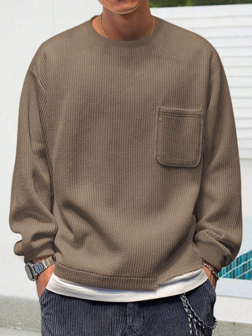 Men Patched Pocket Drop Shoulder Sweatshirt Without Tee