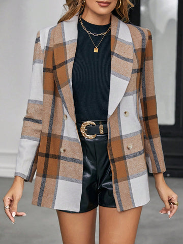 Plaid Print Belted Overcoat