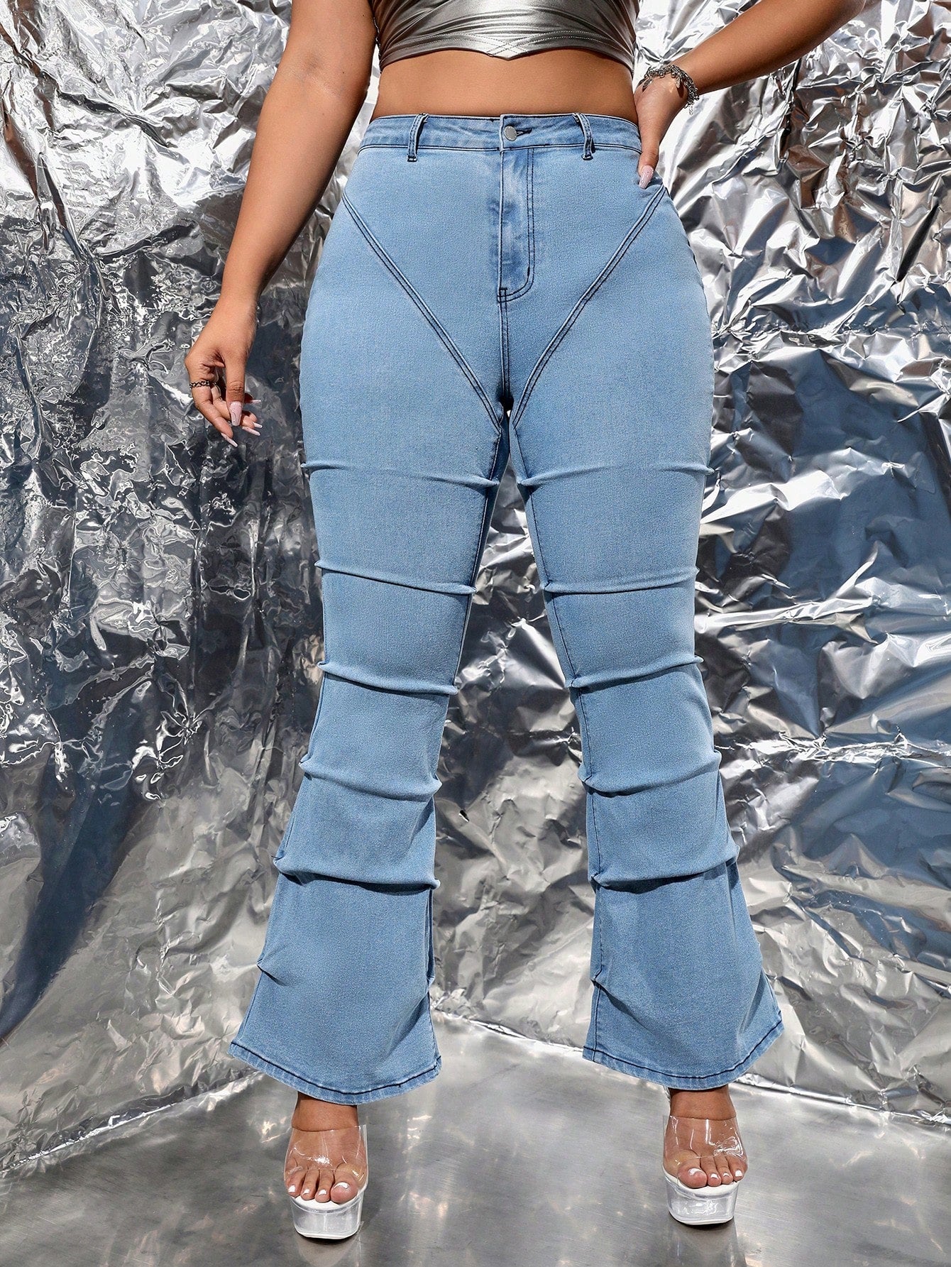 Plus High Waist Flare Leg Jeans