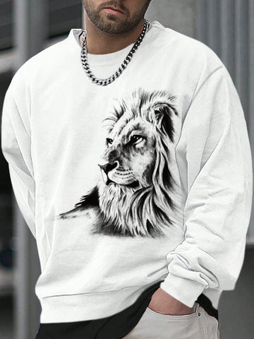 Men Lion Print Sweatshirt