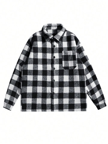 Men Buffalo Plaid Pocket Front Shacket