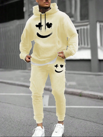 Men Cartoon Graphic Drawstring Hoodie & Sweatpants