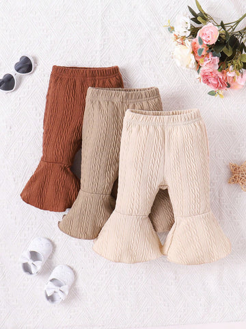 Baby Girl 3pcs Solid Flare Leg Pants