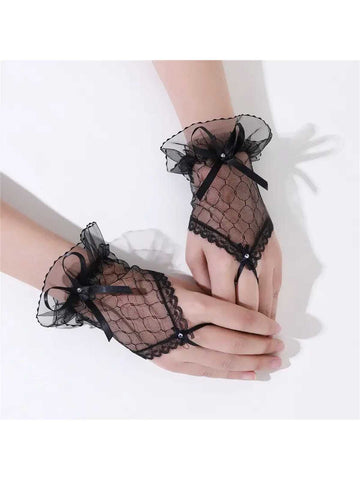 Short Lace Fingerless Gloves, Black Lace Gloves, Gothic Gloves Party Favor Decorations Wedding Birthday Cosplay Costumes Hair Accessories