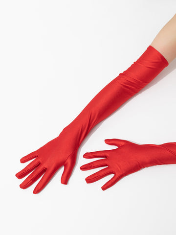 1pc Women's Red Long Bridal Party Decorative Gloves