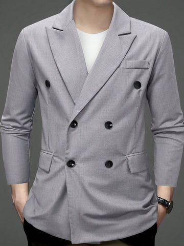 Men Double Breasted Flap Detail Blazer