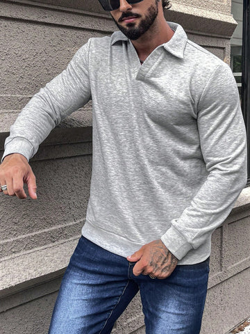 Men Solid Polo Neck Sweatshirt