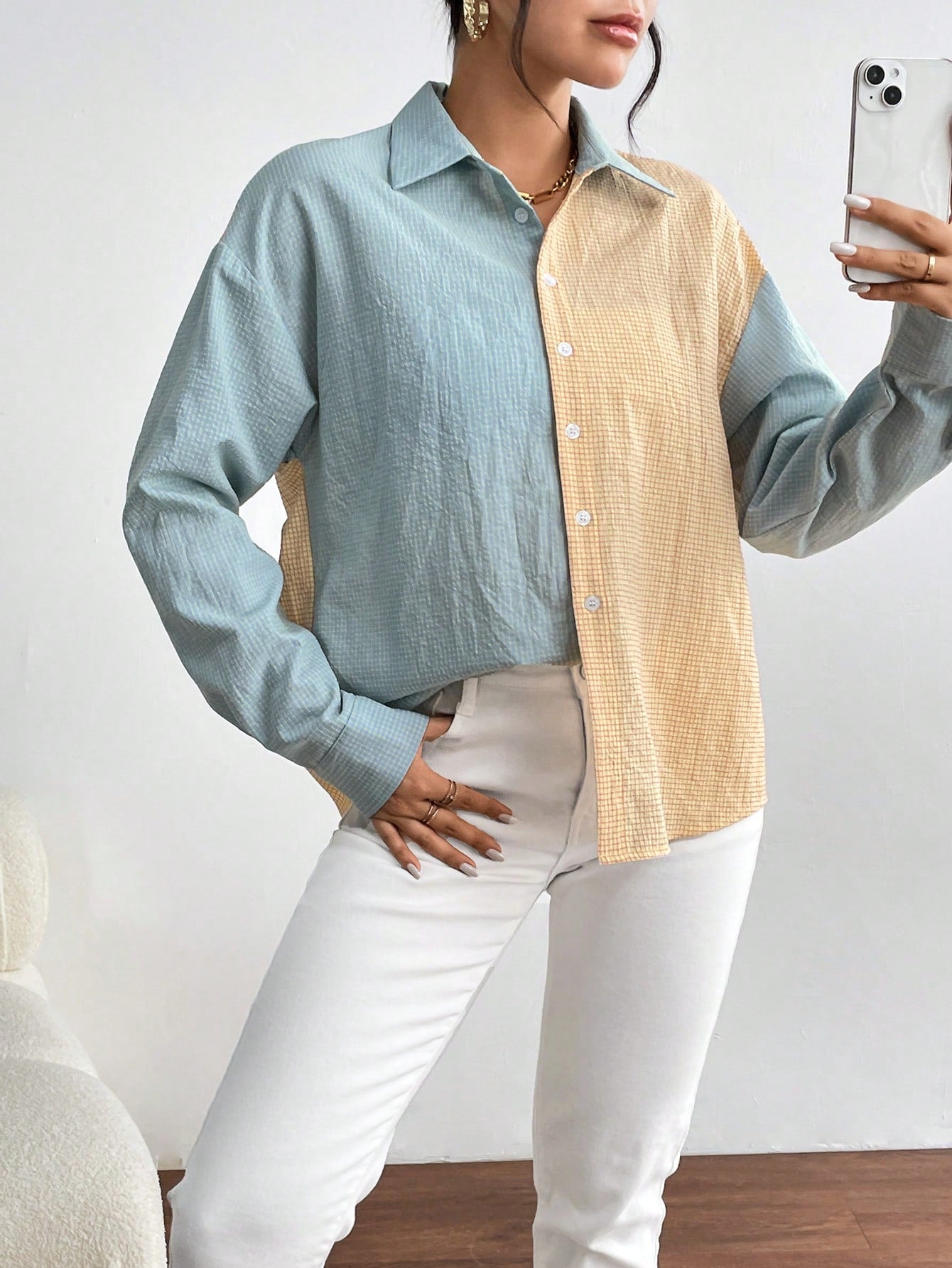 Two Tone Drop Shoulder Shirt