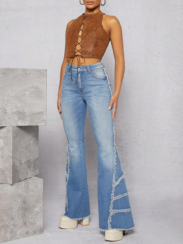 Frayed Edge Flare Leg Jeans