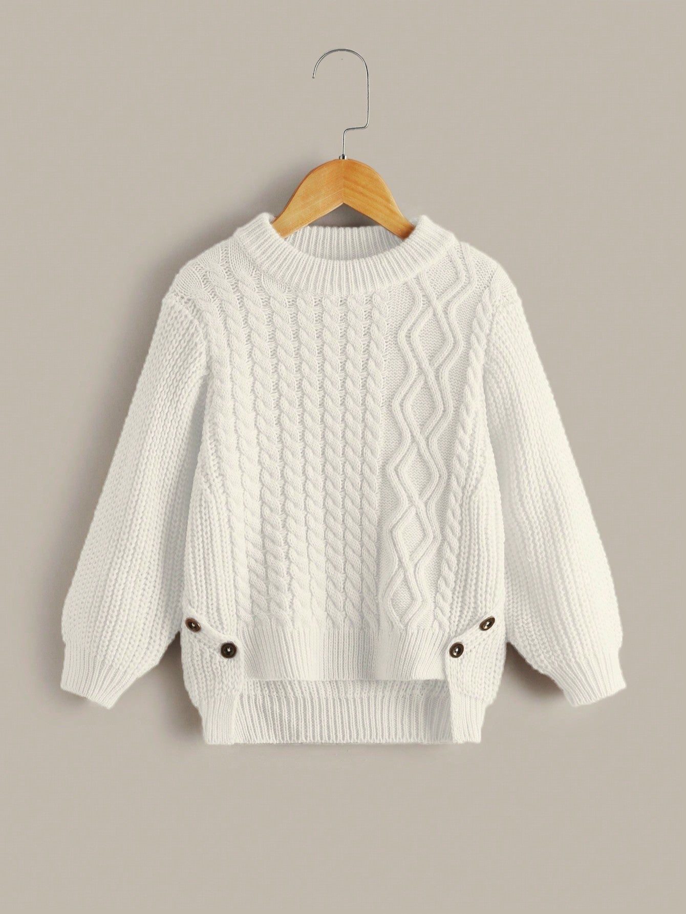 Toddler Girls Cable Knit High Low Sweater