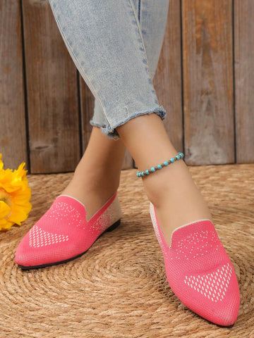 Women's Pointed Toe Breathable Casual Knitted Flat Shoes