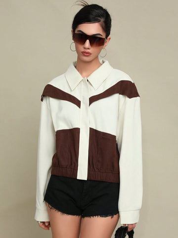 Colorblock Drop Shoulder Jacket