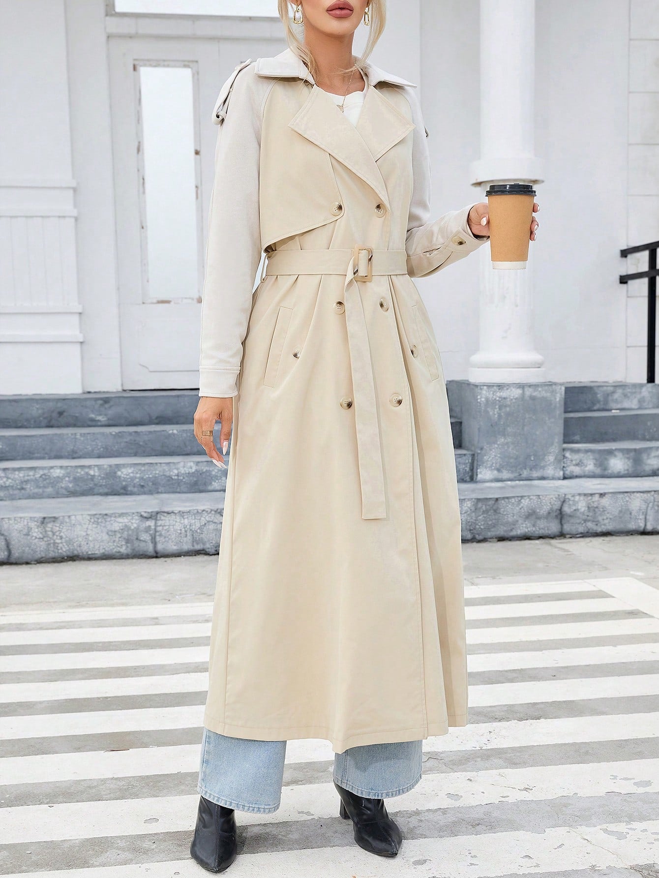 Double Breasted Belted Trench Coat