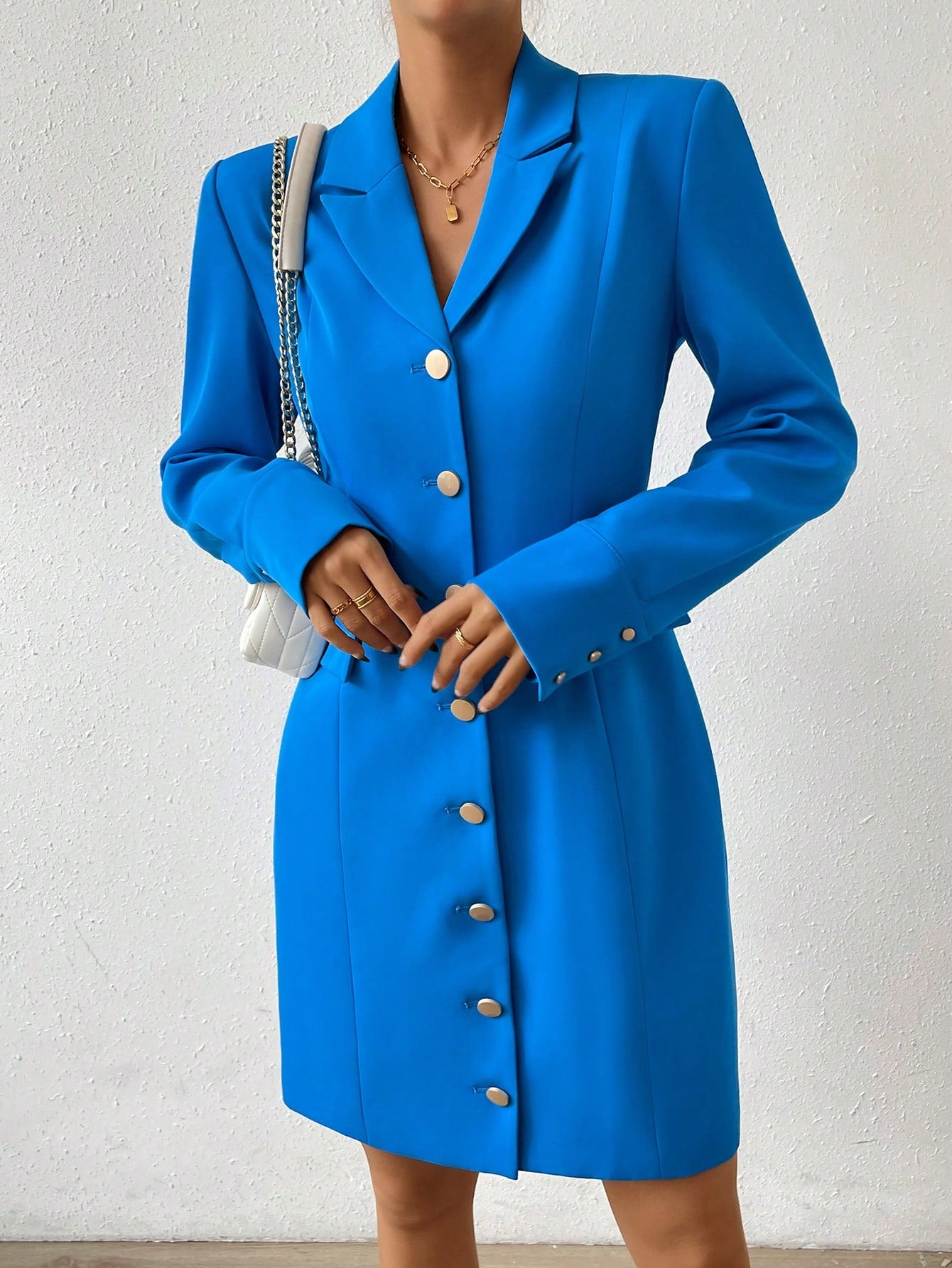 Lapel Neck Button Front Shirt Dress