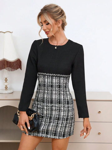 Plaid Pattern Fitted Dress