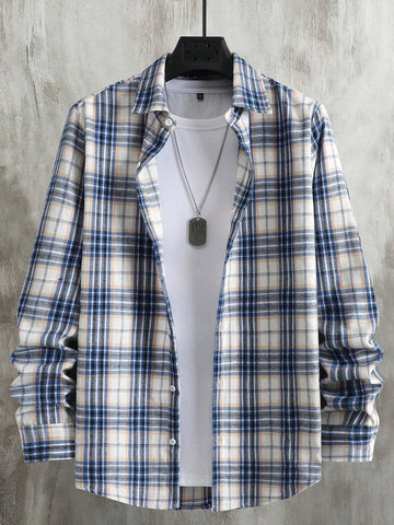 Men Plaid Print Shirt Without Tee