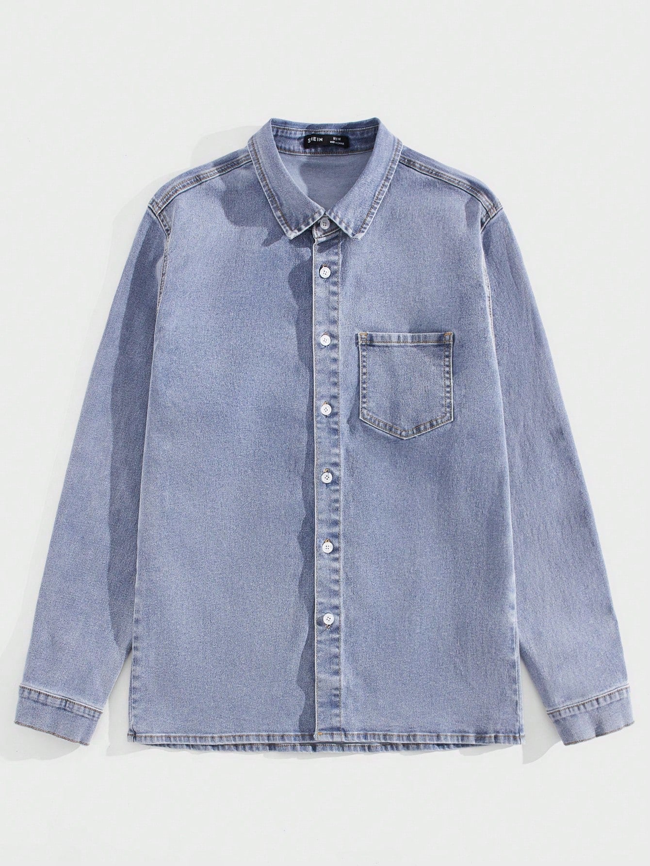 Men Pocket Patched Denim Shirt