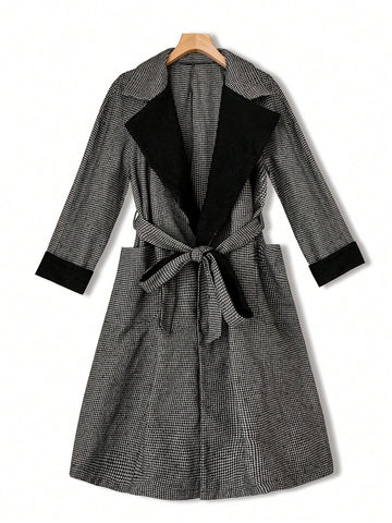 Plus Lapel Neck Belted Overcoat