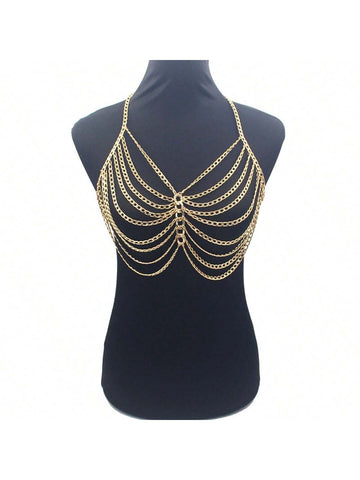 1pc New Sexy Metallic Body Chain For Women's Party Performance Costume Dress Up